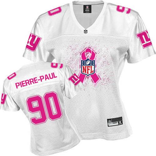 Giants #90 Jason Pierre-Paul White 2011 Breast Cancer Awareness Stitched NFL Jersey - Click Image to Close